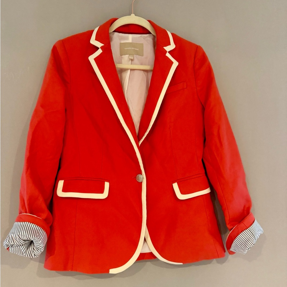 Banana Republic Red Blazer with White Trim